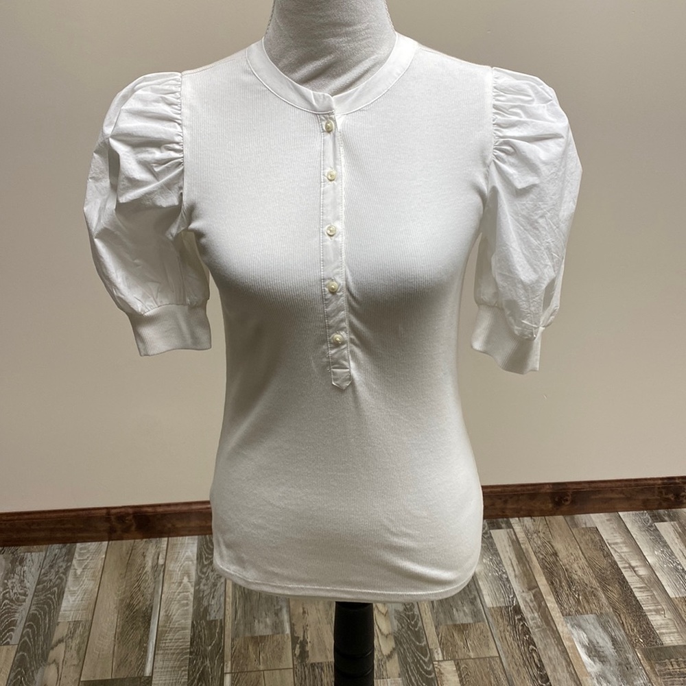 ❤️LOFT HENLEY PUFF SLEEVE TOP